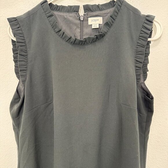 J. Crew Factory Mini Dress Ruffle‎ Neck Black Suiting Career Office Feminine 12P - Picture 9 of 9